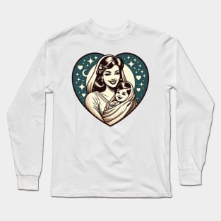 Vintage Motherhood Love Heart Symbol of Maternal Affection Long Sleeve T-Shirt